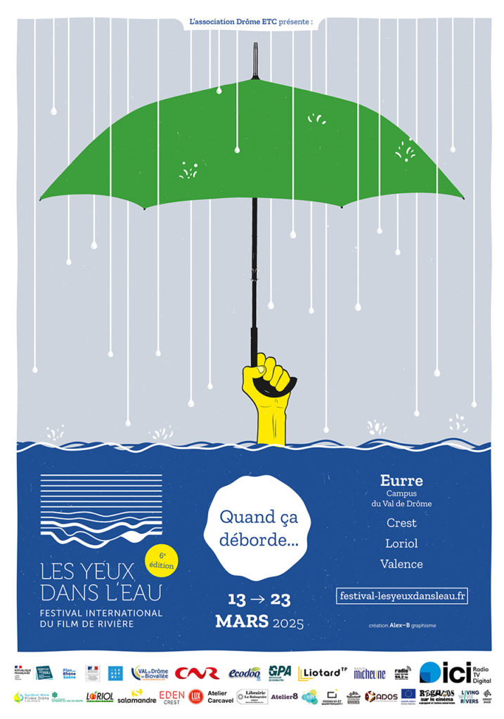 Affiche de la 6ème édition du festival les yeux dans l'eau festival international du film de rivière ©www.festival-lesyeuxdansleau.fr